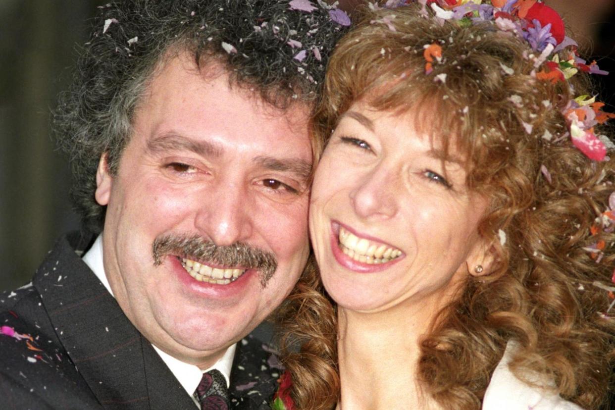 Actor Michael Angelis on his wedding day to his then wife actress Helen Worth: PA