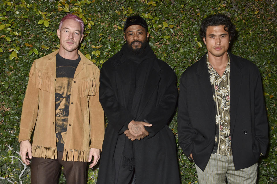 Diplo, LaKeith Stanfield and Charles Melton at the Cultured Hollywood Issue Dinner celebrating Charles Melton and LaKeith Stanfield held at Gigi's Hollywood on February 13, 2024 in Los Angeles, California.