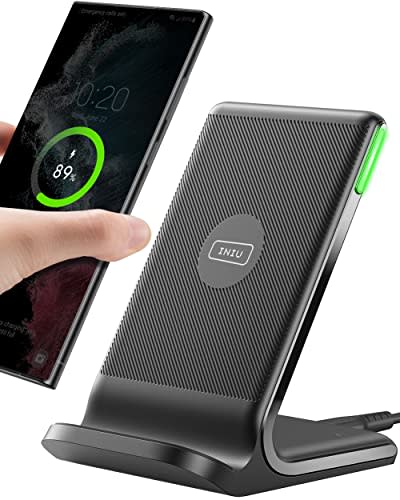 INIU Wireless Charger, 15W Fast Qi-Certified Wireless Charging Station with Sleep-Friendly Adap…