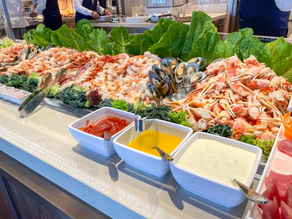 pile of various seafood options at Silver Ray's buffet