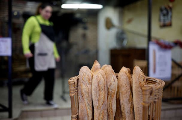 PHOTO: French baguettes are seen at the bakery 'Au veritable four a bois' in Challans, France, Jan. 5, 2023. (Stephane Mahe/Reuters)
