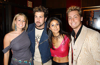 Meredith Edwards , Joey Fatone , Emmanuelle Chriqui and Lance Bass at the New York premiere of On The Line