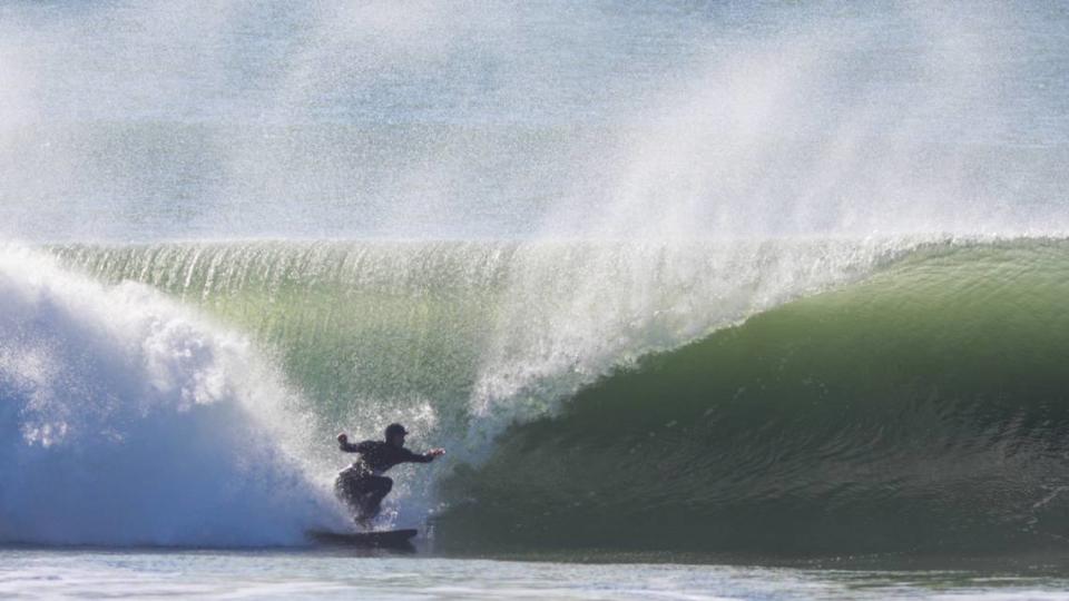 A high surf advisory was forecast by the National Weather Service with 12-foot sets. Meanwhile, surfers enjoyed the ride Jan. 24, 2022 in Cayucos.