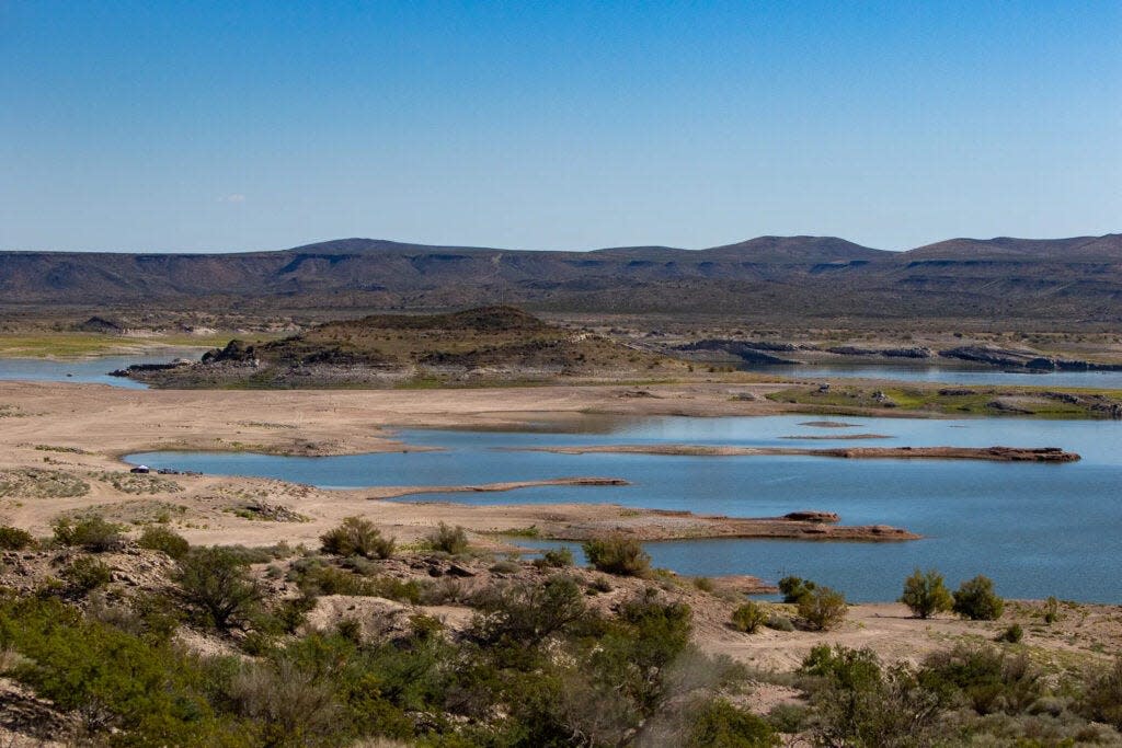 Hills that were once islands are now connected to the shoreline of the Elephant Butte Reservoir, on Friday, Sept. 23, 2022.