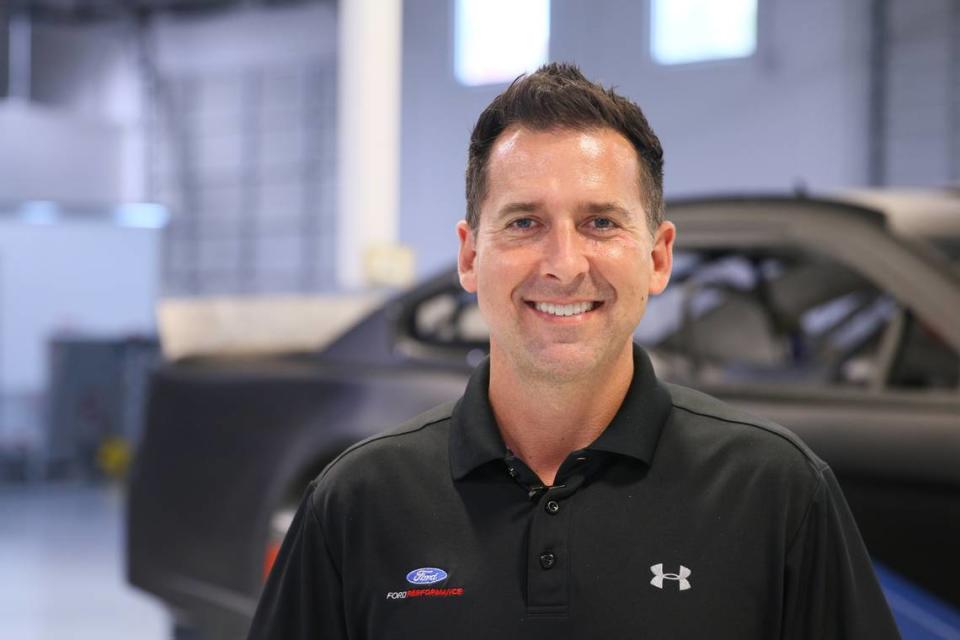 Matt Todd of Ford’s motorsports engineering team supports the simulation programs of racing teams competing in the Bank of America Roval 400 on Sunday, Oct. 8.