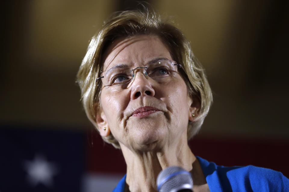 2020 Democratic presidential candidate Sen. Elizabeth Warren speaks to local residents during an organizing event, Friday, May 3, 2019, in Ames, Iowa.(AP Photo/Charlie Neibergall)