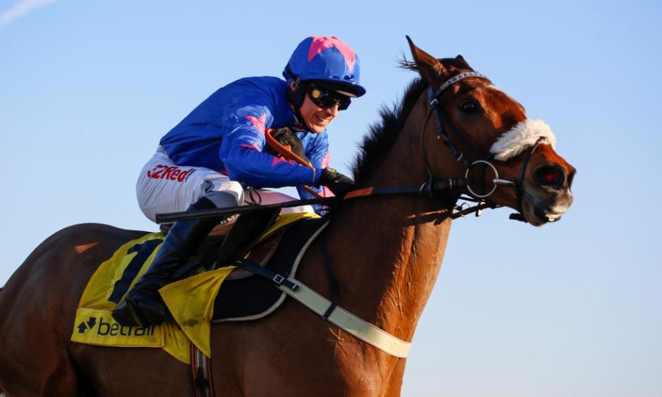 Cue Card ridden by Paddy Brennan on the way to victory in the Betfair Chase at Ascot earlier this year, one of five Group One wins for the pair over the last two years.