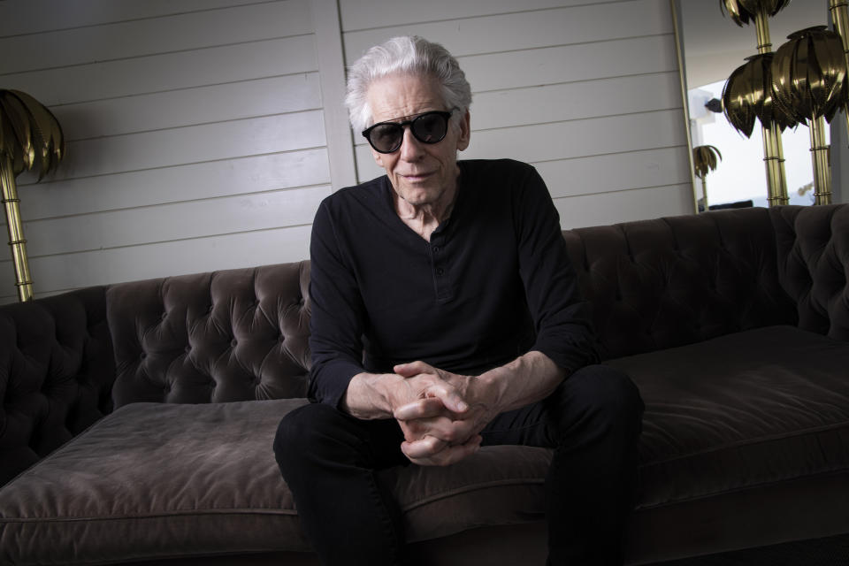 David Cronenberg poses for portrait photographs for the film 'Crimes of the Future', at the 75th international film festival, Cannes, southern France, Wednesday, May 25, 2022. (Photo by Vianney Le Caer/Invision/AP)