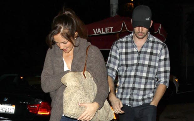 Minka Kelly and Chris Evans are spotted on a night out.<p>FameFlynet/Getty Images</p>