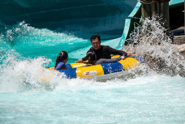 <p>David Paul Morris/Bloomberg via Getty</p> Six Flags Hurricane Harbor water park in California