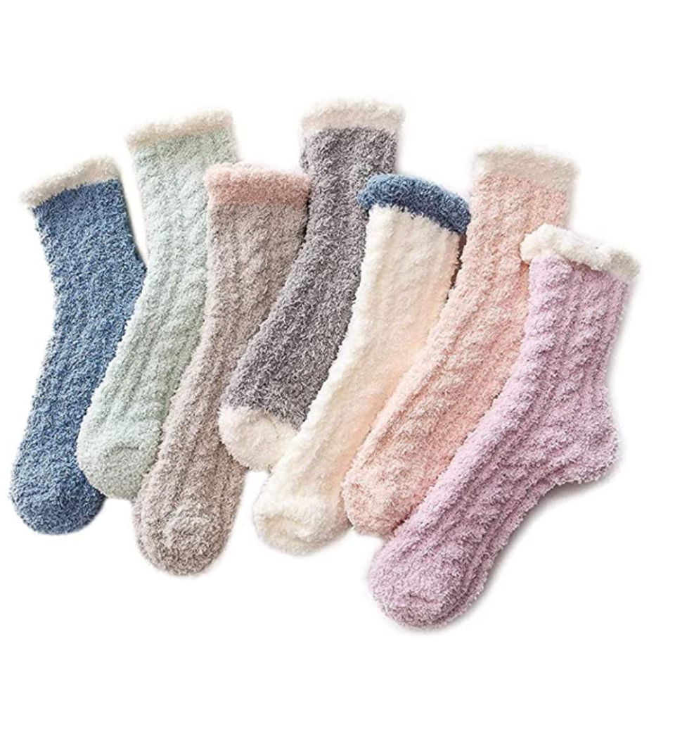6) Azue Fuzzy Warm Slipper Socks