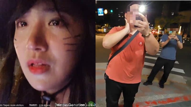 企鵝妹遭台北瘋狂粉絲跟蹤18分鐘拿手機猛拍，甚至逼她幫朋友唱生日快樂歌。（圖／翻攝自企鵝妹Twitch）