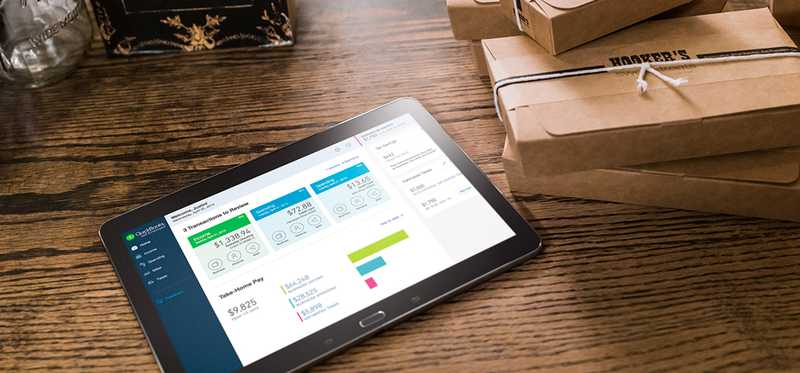 Quickbooks on a tablet.