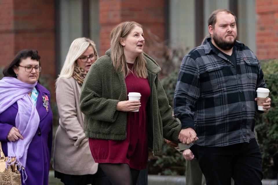 Sarah and Gary Andrews arrive at Nottingham Magistrates' Court (PA)