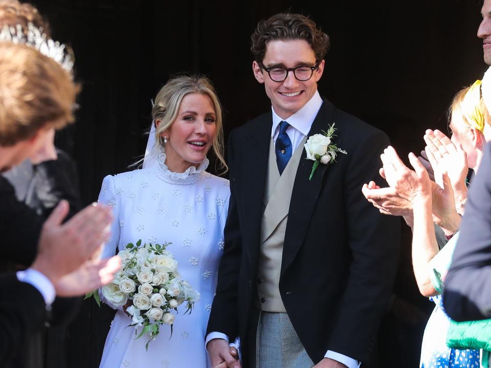 Ellie Goulding and Caspar Jopling exit the church on their wedding day.