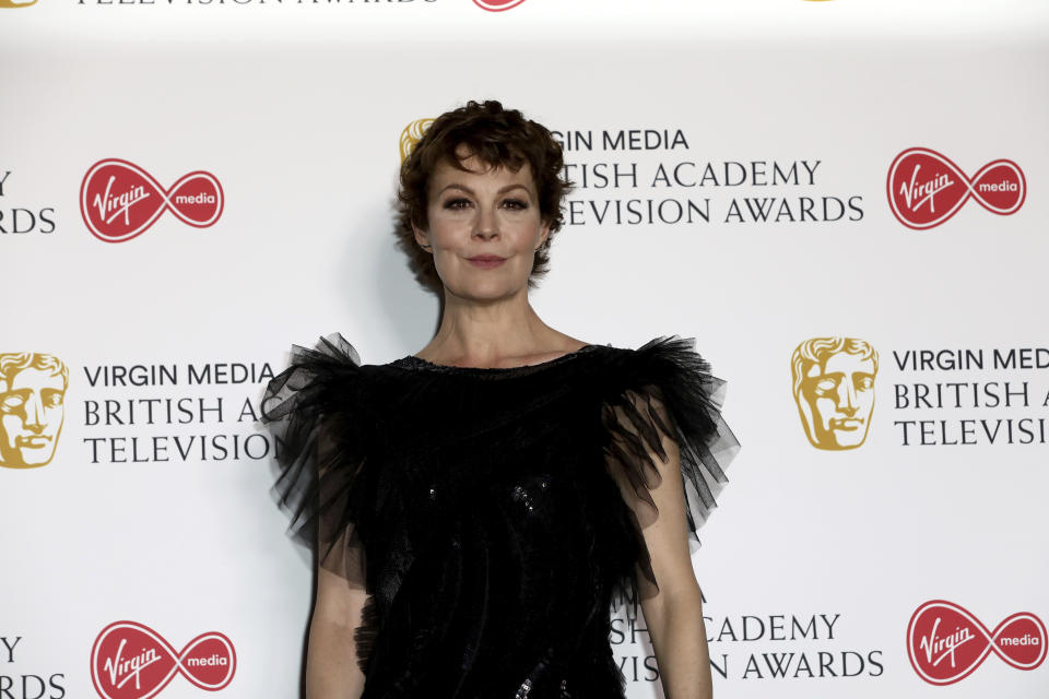 Actress Helen McCrory poses for photographers after appearing at the 2019 BAFTA Television Awards in London, Sunday, May 12, 2019.(Photo by Grant Pollard/Invision/AP)