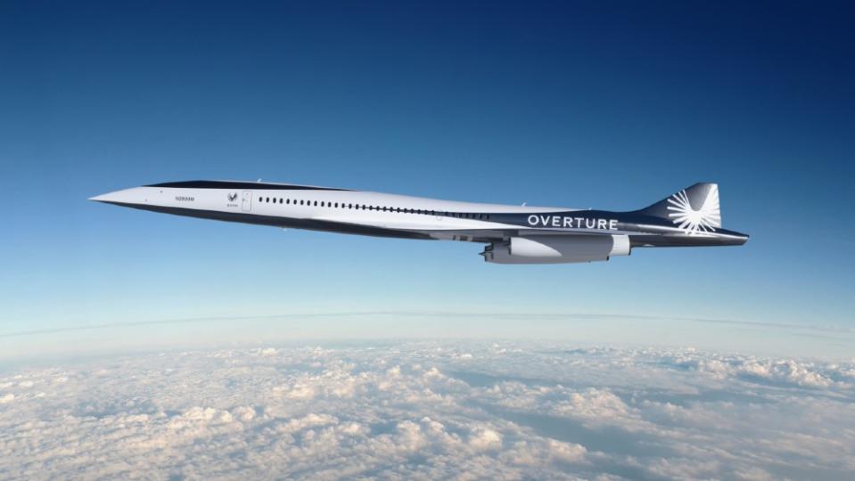 The long, narrow body, delta wings and four under-wing engines resemble Concorde, but that’s where the similarities end. - Credit: Courtesy Boom Supersonic