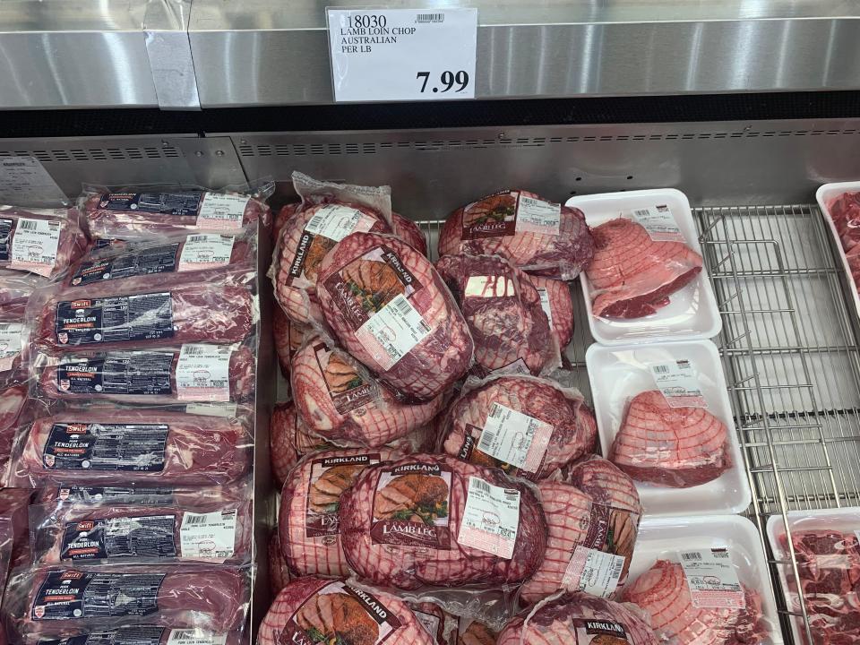 packages of australian lamb in a cooler at costco