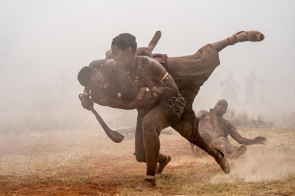 Lashana Lynch in the midst of fierce battle<span class="copyright">Ilze Kitshoff—Sony Pictures Entertainment</span>