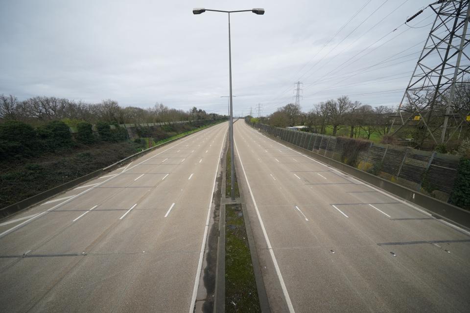 A closed section of the M25 between Junctions 10 and 11 (Yui Mok/PA Wire)