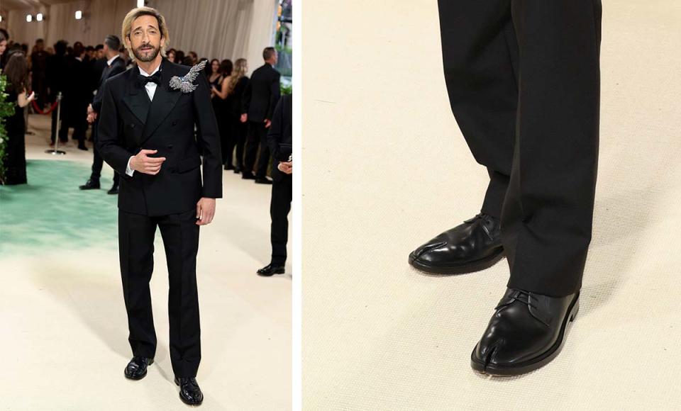 met gala, 2024, top men shoes, mens shoes, Adrian Brody, Margiela, tabis