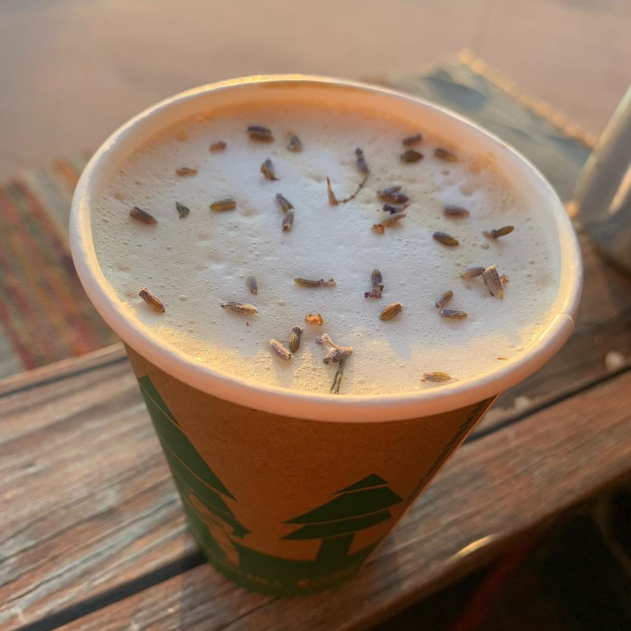 The Crunchy Mom drink from Brighter Days Coffee is one of their most popular and comes with a house blend of lavender and house-made vanilla bean syrup that can be added to lattes or cold brew.