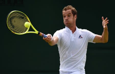 All England Lawn Tennis & Croquet Club, Wimbledon, England - 28/6/16 France's Richard Gasquet in action against Great Britain's Aljaz Bedene REUTERS/Tony O'Brien