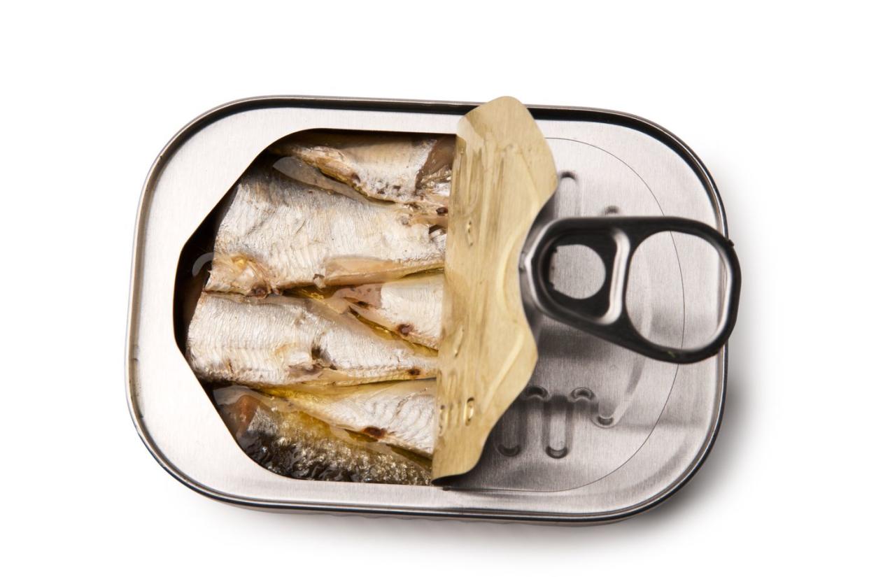 open tin of sardines