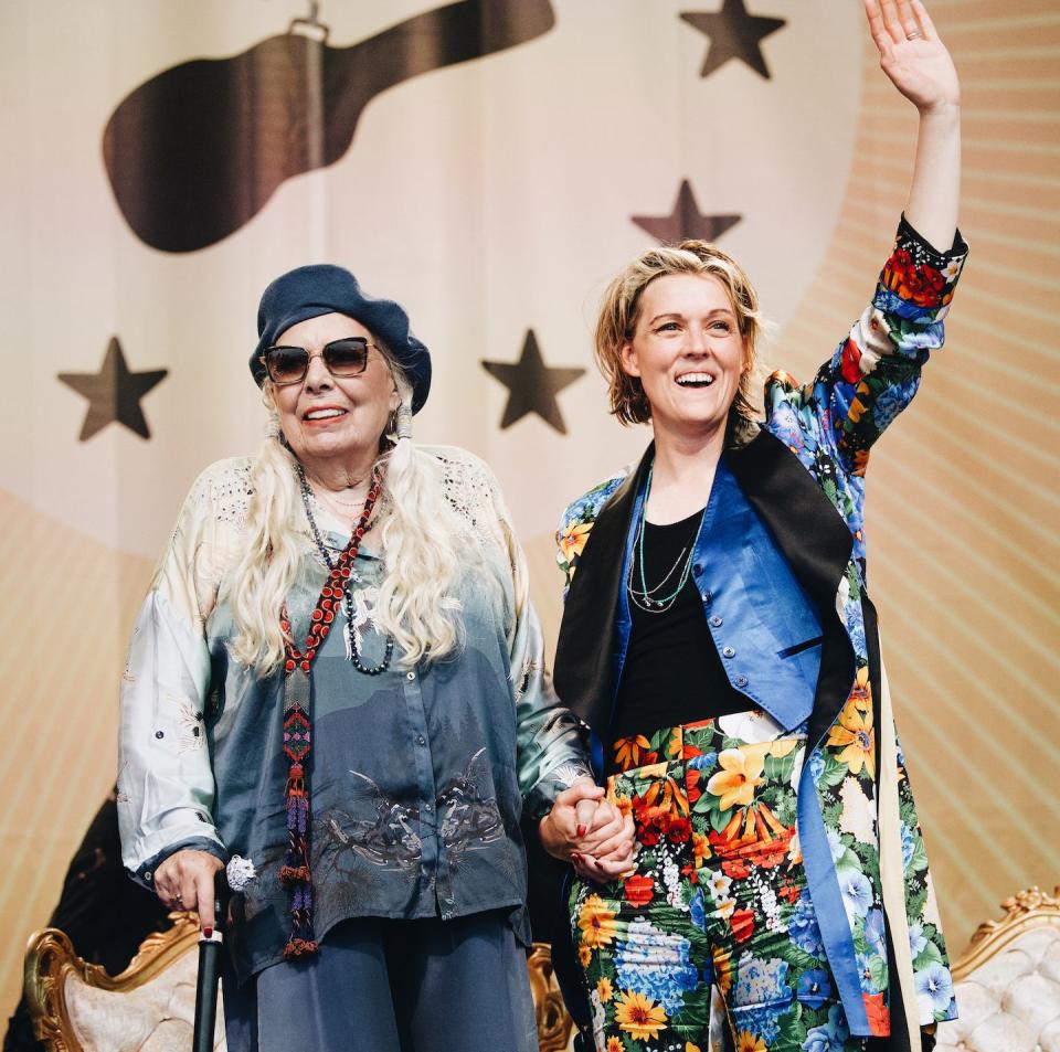 Joni Mitchell and Brandi Carlile at the Newport Folk Festival in 2022. | Nina Westervelt, Shore Fire Media