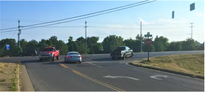 This file photo from 2019 shows drivers seeking to cross Asbury Lane intersection with Medical Center Parkway.