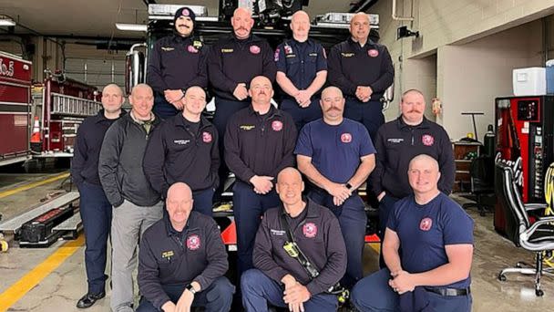 PHOTO: Firefighters in Jarrell, Texas, shaved their heads in solidarity with a fellow firefighter who is battling cancer. (Jarrell Fire Department)