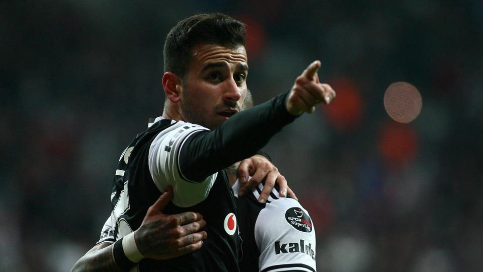 Oguzhan Ozyakup celebrates a goal for Besiktas