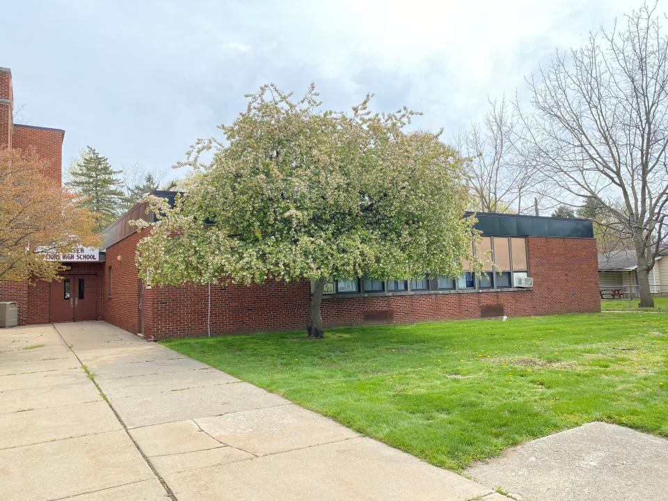 Developers who want to turn the former Tecumseh schools administration building on North Ottawa Street into apartments missed out on historic preservation credits because state officials took issue with the plan to tear down the building's annex, pictured April 23, 2021, and build a three-story addition.