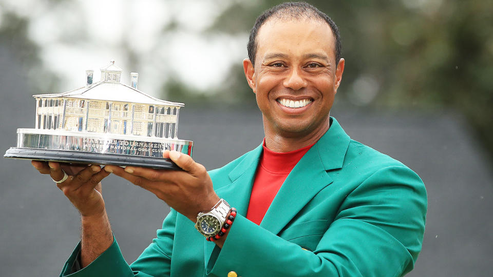 Tiger Woods, pictured here celebrating after winning the Masters in 2019.