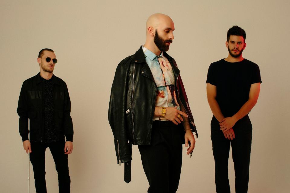 The members of X Ambassadors are, from left, Casey Harris, Sam Harris and Adam Levin.