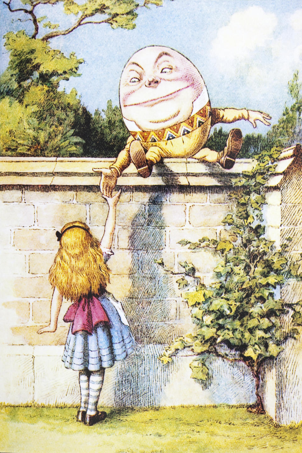 The illustration in Lewis Carroll's Through the Looking Glass that is believed to be the first reference to Humpty Dumpty being an egg. (Getty Images)
