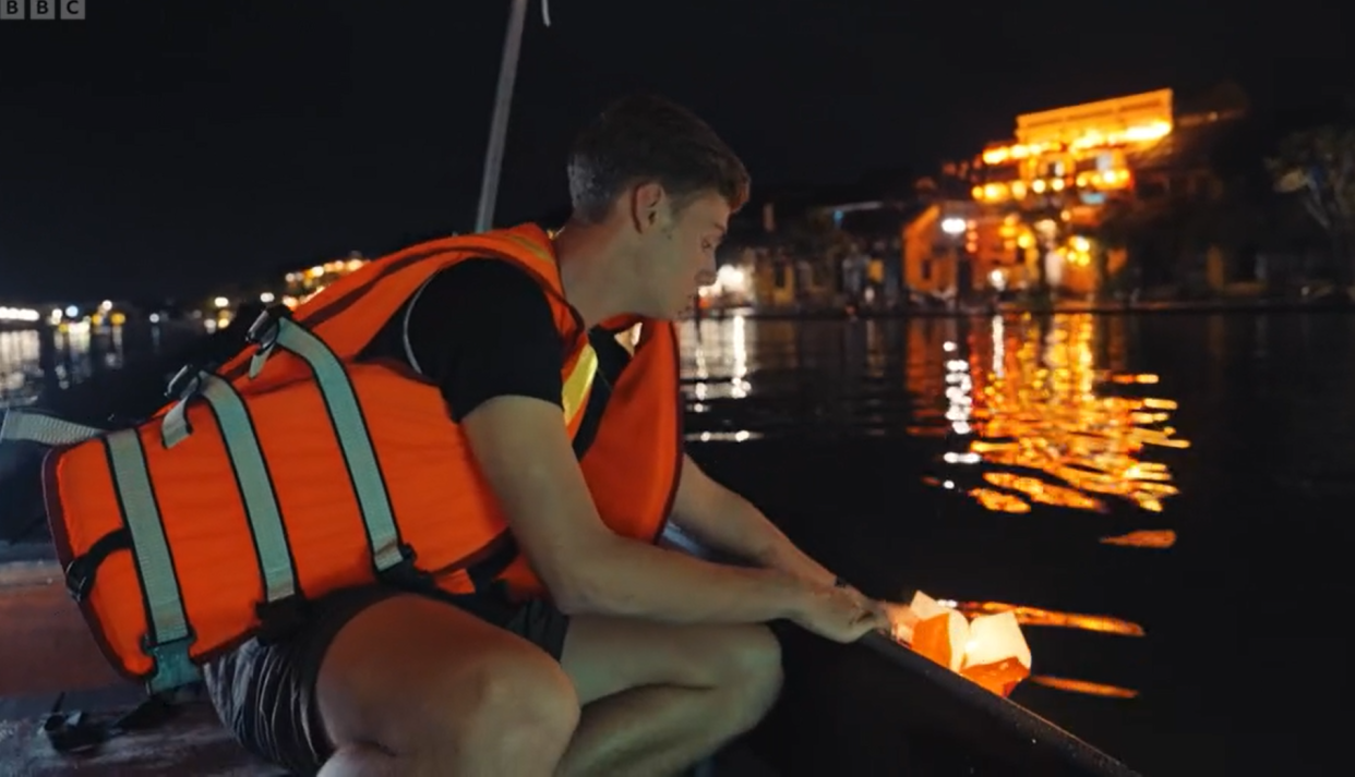 Alfie took part in an emotional lantern ceremony. (BBC screengrab)