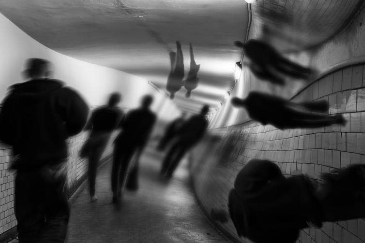 <span class="caption">Past trauma may play a bigger role than genetics when it comes to having a psychotic experience.</span> <span class="attribution"><a class="link " href="https://www.shutterstock.com/image-photo/hallucinations-delirium-ekw-tunnel-626553539?src=snvoFXSjRg98sFtJQ9FZ5Q-1-1" rel="nofollow noopener" target="_blank" data-ylk="slk:ysuel/ Shutterstock;elm:context_link;itc:0;sec:content-canvas">ysuel/ Shutterstock</a></span>