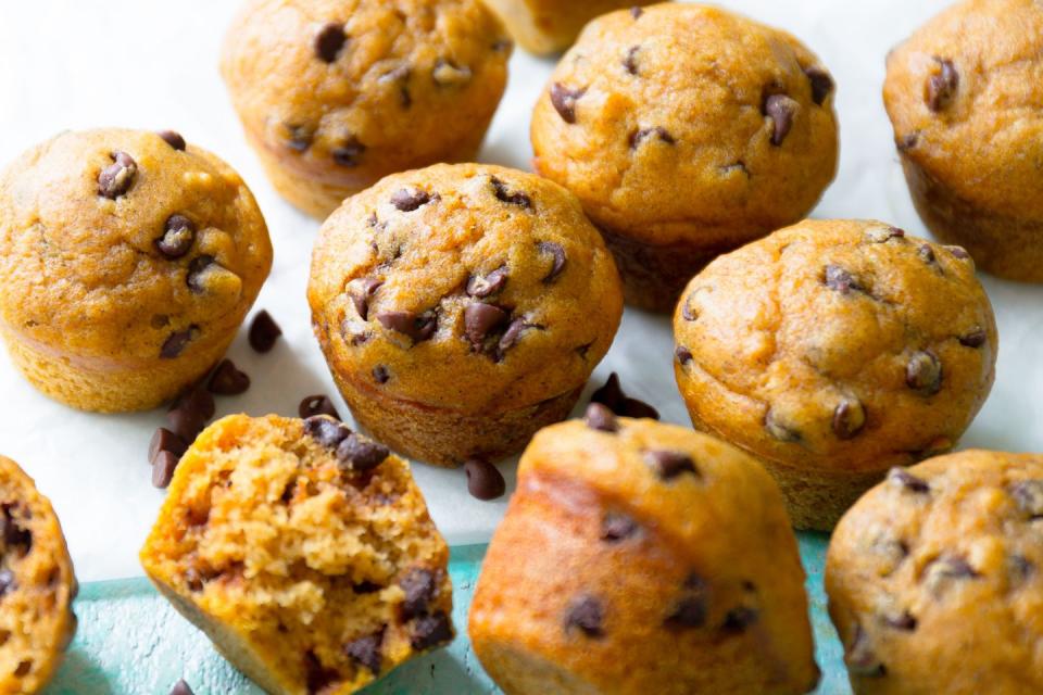 Mini Pumpkin Chocolate Chip Muffins