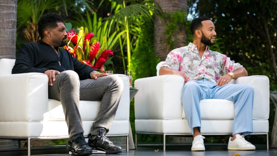 “Honoring Our Kings: A Black Dad Conversation” features comedian Deon Cole (left) and singer-actor John Legend. (The Oprah Winfrey Network)