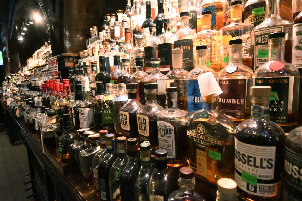 Some of the bourbons and whiskeys available at Front Street Brewery in downtown Wilmington, N.C. STARNEWS FILE PHOTO