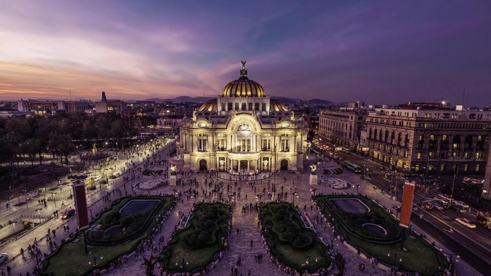 mexico city's downtown at twilight