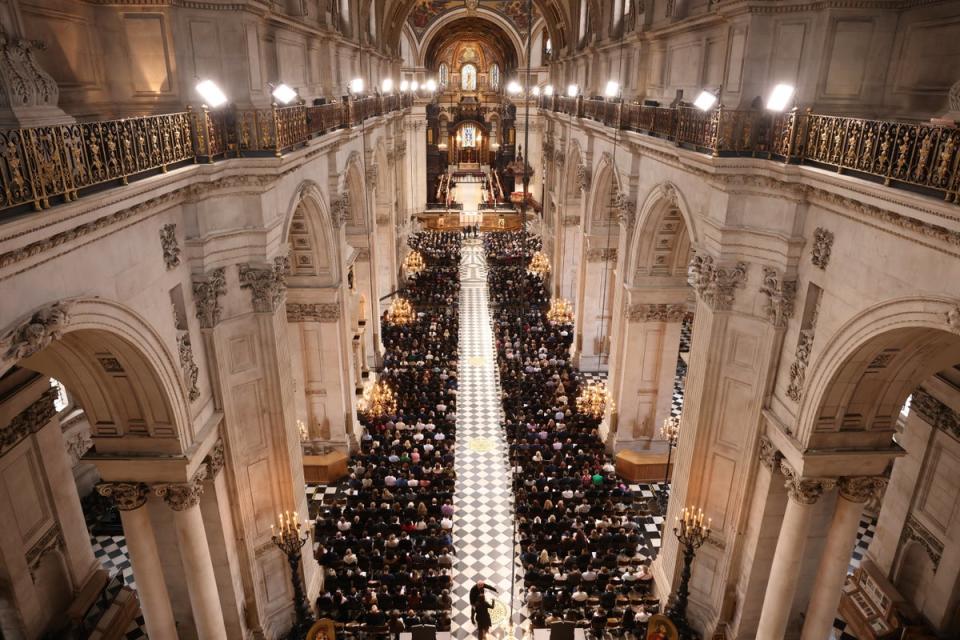 El viernes por la noche se celebró un evento religioso de oración y reflexión en la Catedral de San Pablo (PA Wire)