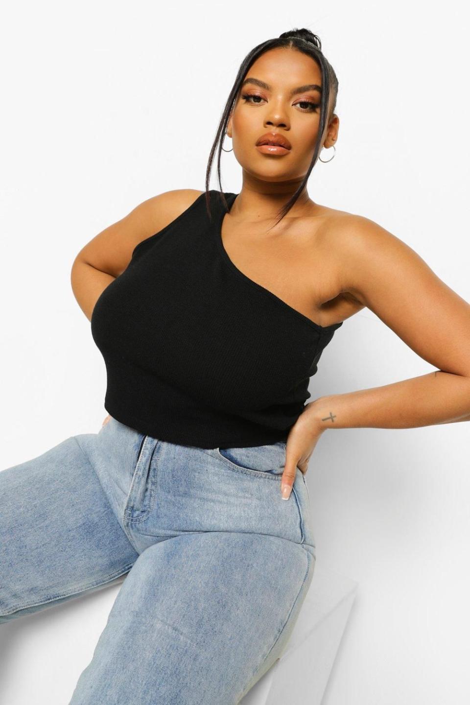 2) Rib One Shoulder Crop