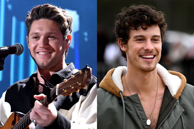 Niall Horan and Shawn Mendes - Credit: Michael Kovac/Getty Images/iHeartRadio; JULIEN DE ROSA/AFP/Getty Images