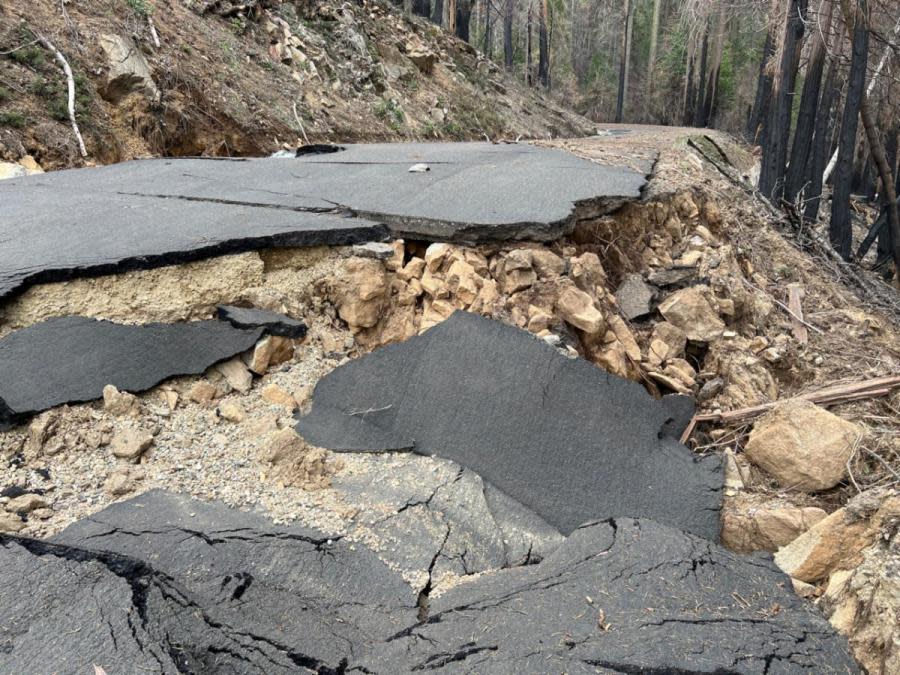 <em>National Park Service. (2023). Image of Crystal Cave road damage.</em>