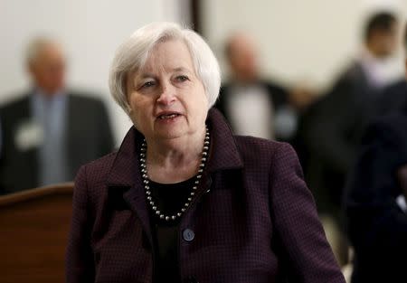 U.S. Federal Reserve Chair Janet Yellen arrives for a luncheon at the Federal Reserve in San Francisco, California March 27, 2015. REUTERS/Robert Galbraith