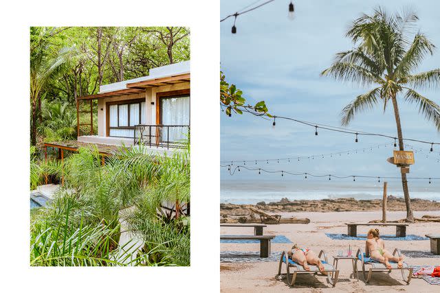 <p>Jake Naughton</p> From left: One of Hotel Nantipa's two-story beachfront villas; sunbathers on Santa Teresa Beach, in front of Hotel Nantipa's Manzú restaurant.