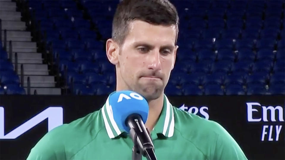 Novak Djokovic, pictured here after his win over Taylor Fritz at the Australian Open.