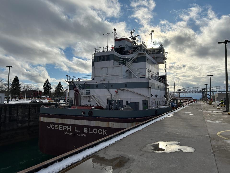 The 700-foot Joseph L. Block freighter has been in operation on the Great Lakes for almost 50 years transporting raw iron ore.